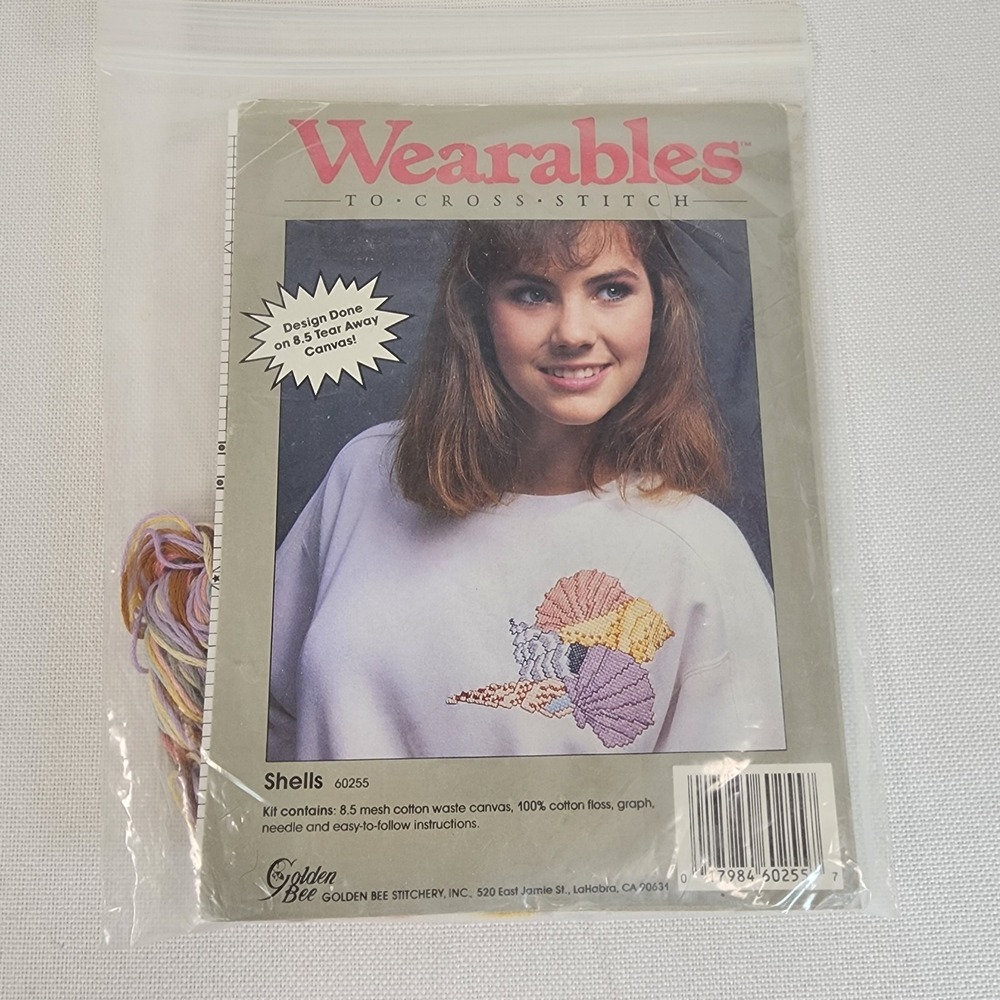 GOLDEN BEE Wearables to Cross Stitch Kit tear away canvas SHELLS  #60255